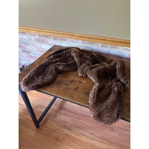 Faux Fur Stole Scarf By Pins And Needles Brown Polyester Lining - Picture 5 of 11